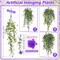 6 Pcs Ferns Artificial Hanging Plants Vine Hanging Fake Plants Faux Ferns Indoor Outdoor Ivy Wall Decor Greenery Vine with Flower for Room Wedding Fall Decoration(Purple)